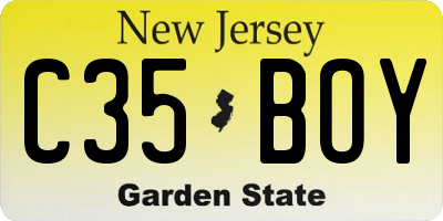 NJ license plate C35BOY
