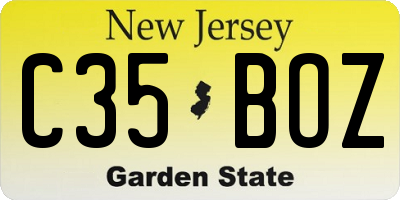 NJ license plate C35BOZ