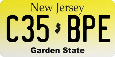NJ license plate C35BPE