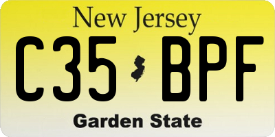 NJ license plate C35BPF
