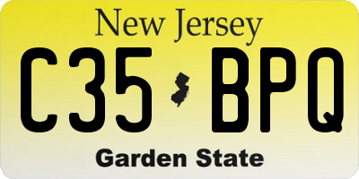 NJ license plate C35BPQ