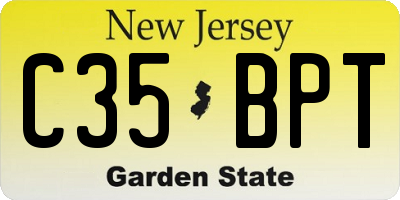 NJ license plate C35BPT