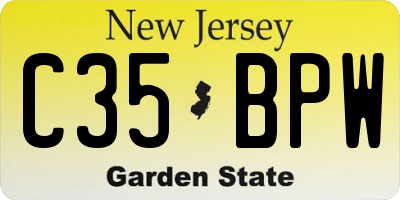 NJ license plate C35BPW