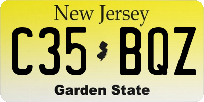 NJ license plate C35BQZ