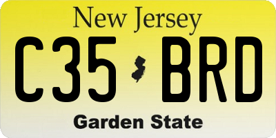 NJ license plate C35BRD