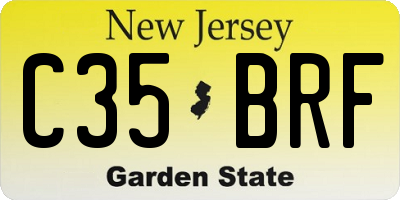 NJ license plate C35BRF