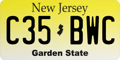 NJ license plate C35BWC