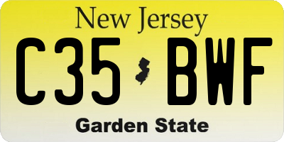 NJ license plate C35BWF