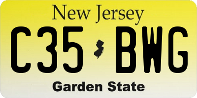 NJ license plate C35BWG