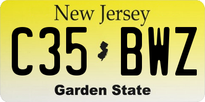NJ license plate C35BWZ