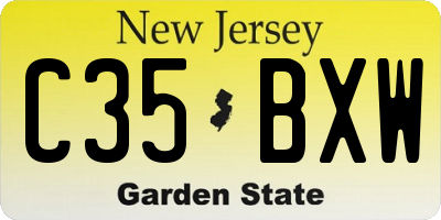 NJ license plate C35BXW