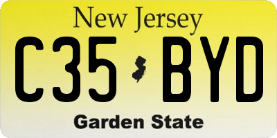 NJ license plate C35BYD