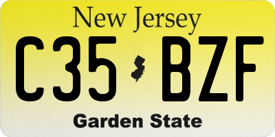 NJ license plate C35BZF