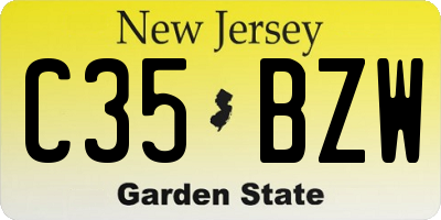 NJ license plate C35BZW