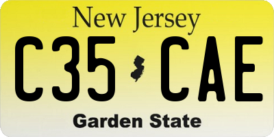 NJ license plate C35CAE