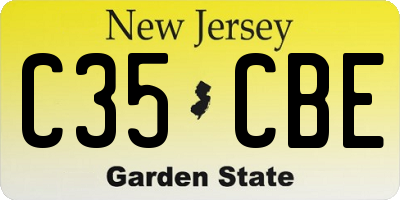 NJ license plate C35CBE