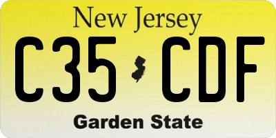 NJ license plate C35CDF