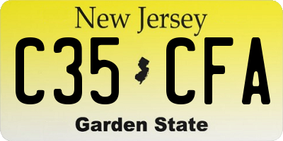 NJ license plate C35CFA