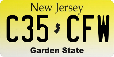NJ license plate C35CFW