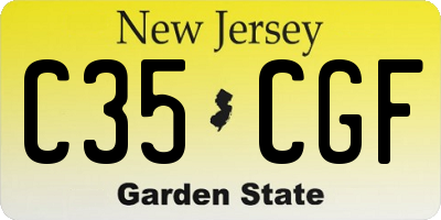 NJ license plate C35CGF