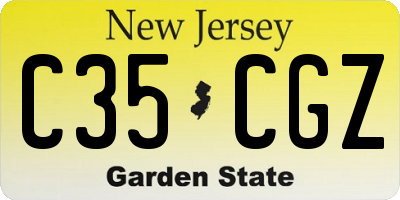 NJ license plate C35CGZ