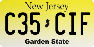 NJ license plate C35CIF