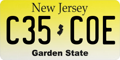 NJ license plate C35COE