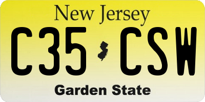 NJ license plate C35CSW