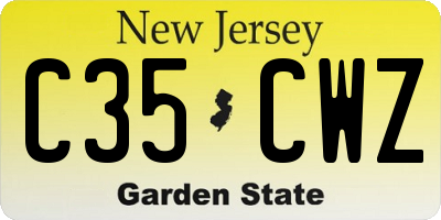 NJ license plate C35CWZ