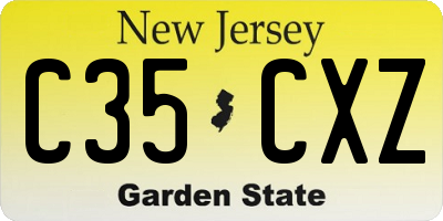 NJ license plate C35CXZ