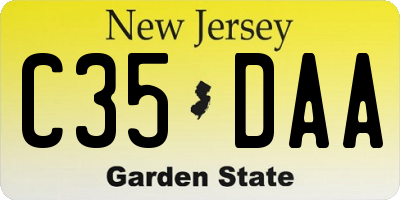 NJ license plate C35DAA