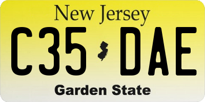 NJ license plate C35DAE