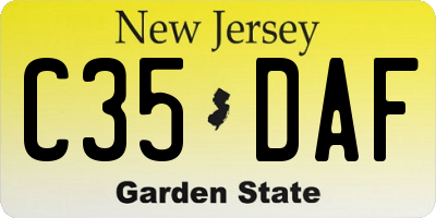 NJ license plate C35DAF