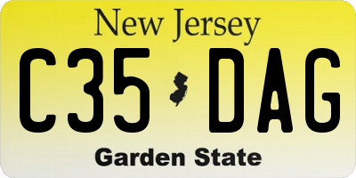 NJ license plate C35DAG