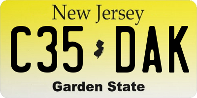 NJ license plate C35DAK
