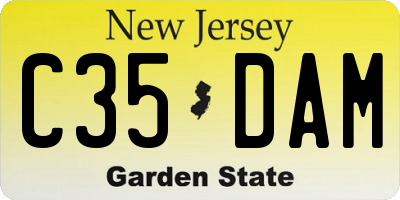 NJ license plate C35DAM