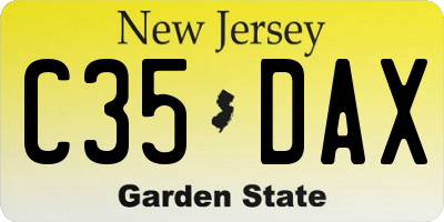 NJ license plate C35DAX