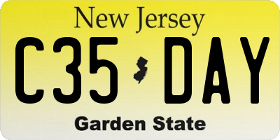 NJ license plate C35DAY