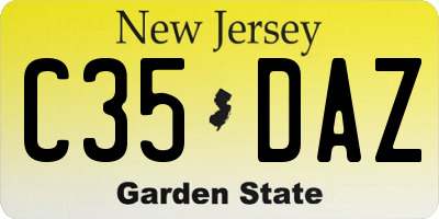 NJ license plate C35DAZ