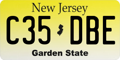 NJ license plate C35DBE