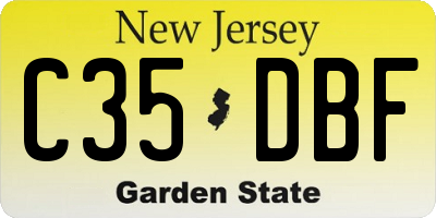 NJ license plate C35DBF