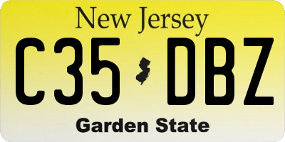 NJ license plate C35DBZ