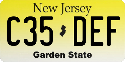 NJ license plate C35DEF