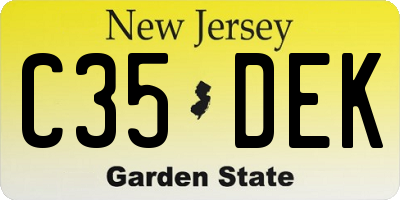 NJ license plate C35DEK