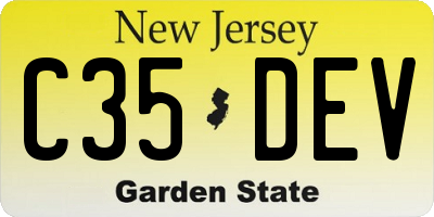 NJ license plate C35DEV