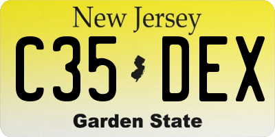 NJ license plate C35DEX