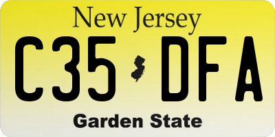 NJ license plate C35DFA