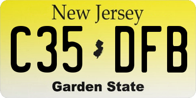 NJ license plate C35DFB