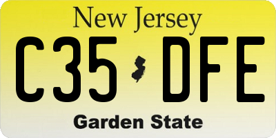 NJ license plate C35DFE