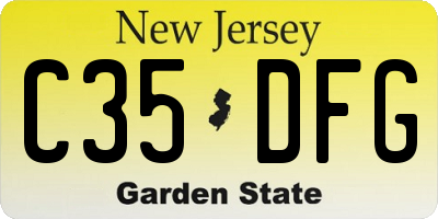 NJ license plate C35DFG